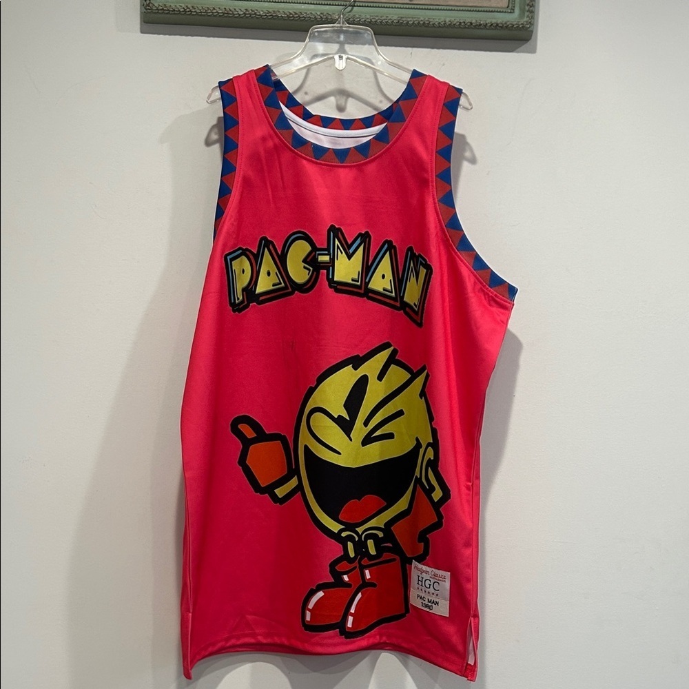 Pac-Man headgear classic retro pink Sleeveless basketball Jersey 2XL NEW